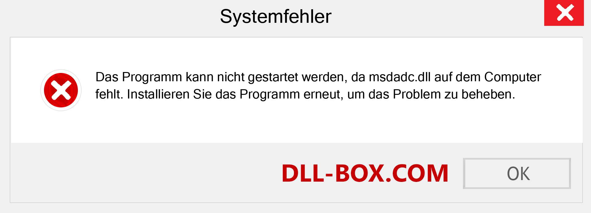 msdadc.dll-Datei fehlt?. Download für Windows 7, 8, 10 - Fix msdadc dll Missing Error unter Windows, Fotos, Bildern