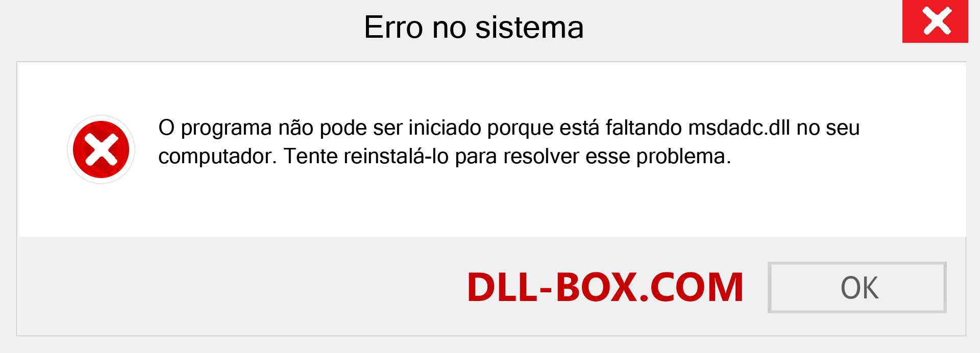 Arquivo msdadc.dll ausente ?. Download para Windows 7, 8, 10 - Correção de erro ausente msdadc dll no Windows, fotos, imagens